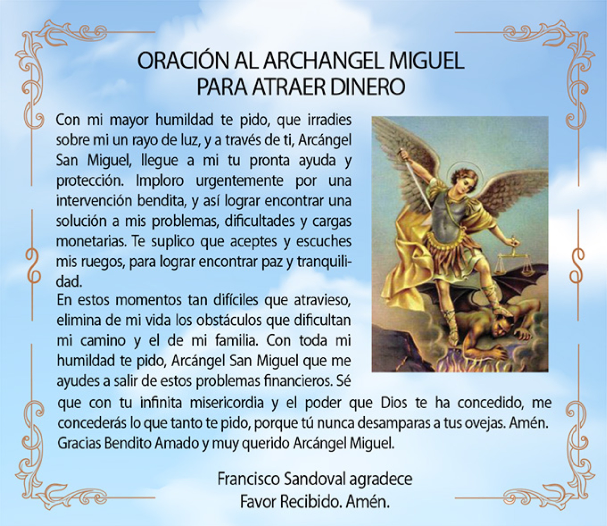 Oración al Arcángel Miguel para Atraer Dinero