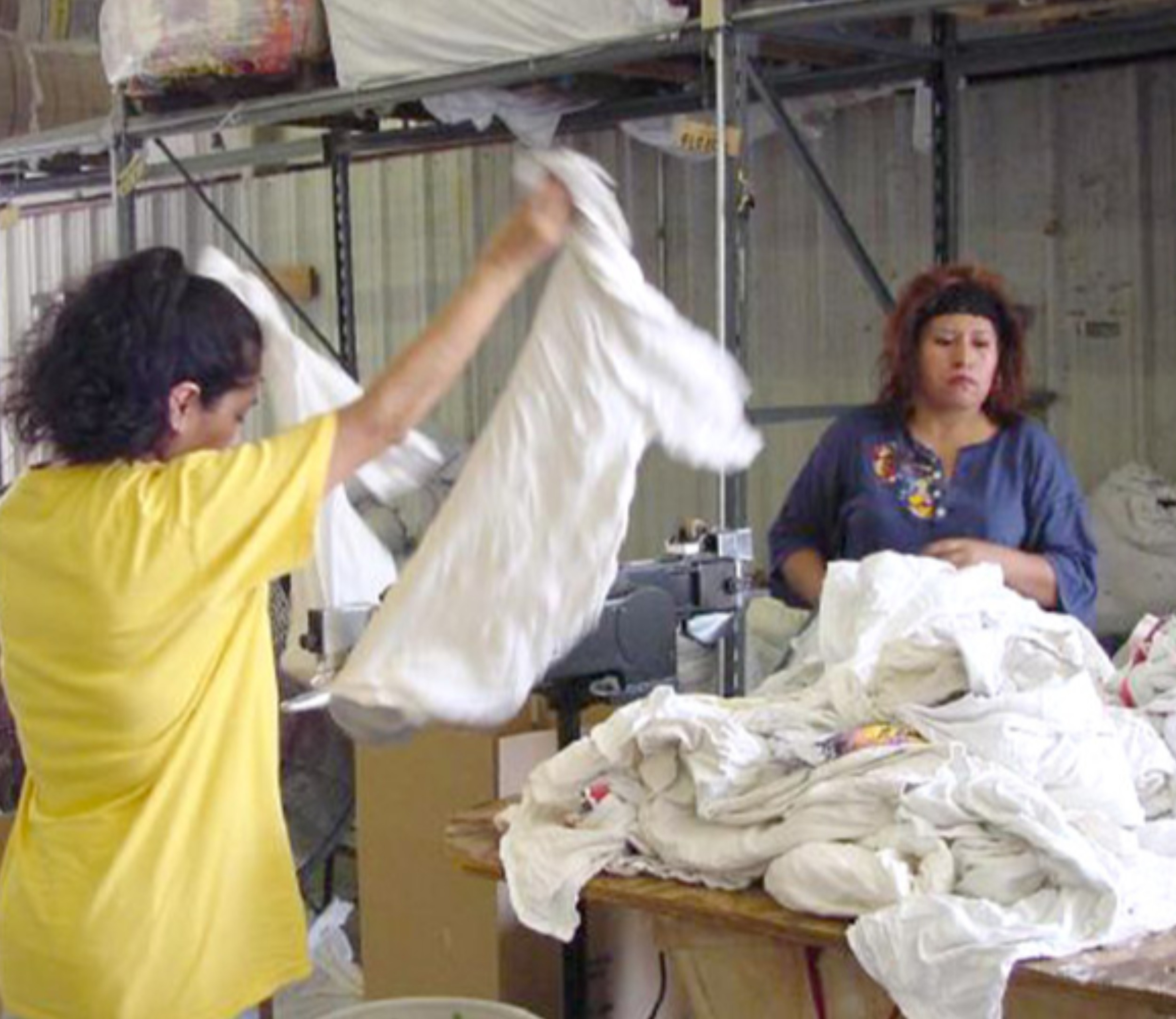 Women wanted to cut used clothing into rags