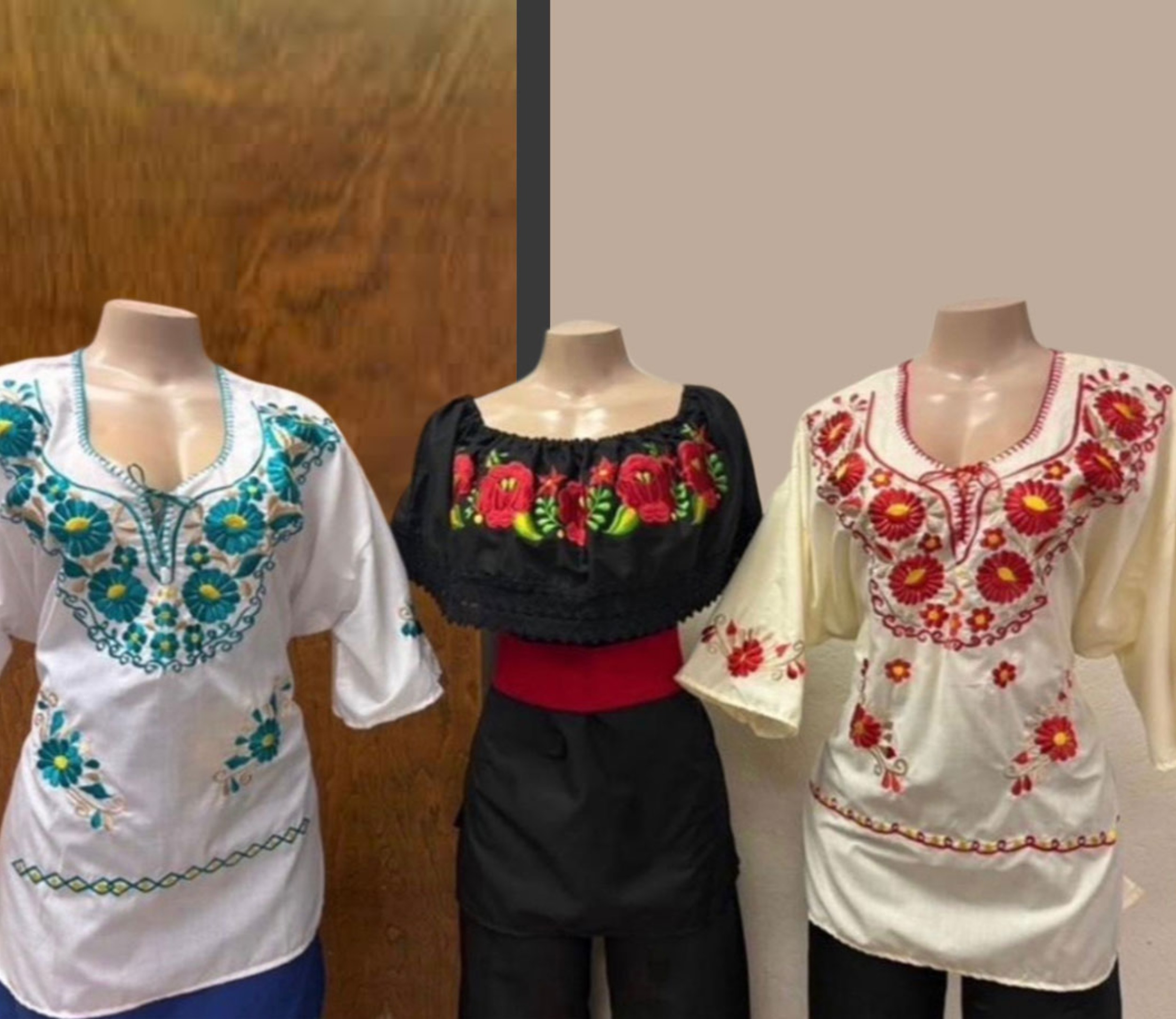 Hermosas blusas Mexicanas artesanales bordadas.
